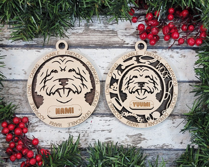 Australian Labradoodle - Adorable Dog Ornaments - 2 Ornaments included - SVG, PDF, AI File Download - Sized for Glowforge