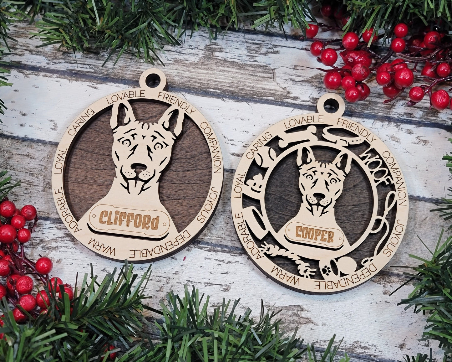 Basenji - Adorable Dog Ornaments - 2 Ornaments included - SVG, PDF, AI File Download - Sized for Glowforge