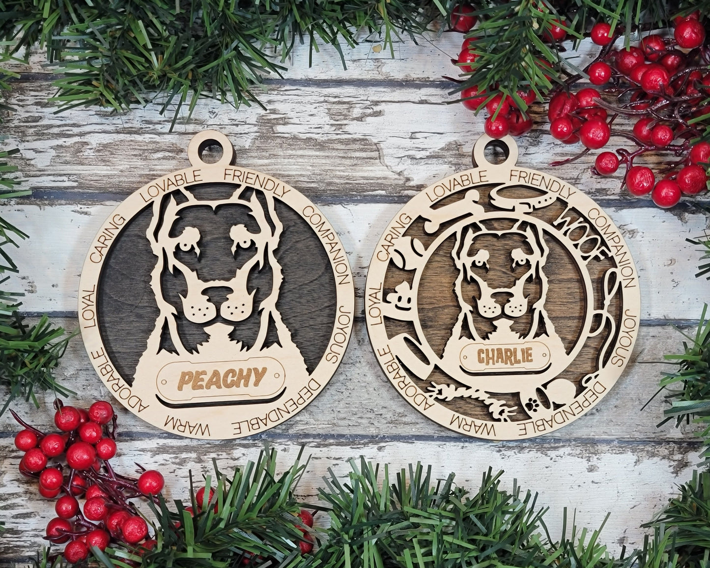 Beauceron - Adorable Dog Ornaments - 4 Ornaments included - SVG, PDF, AI File Download - Sized for Glowforge