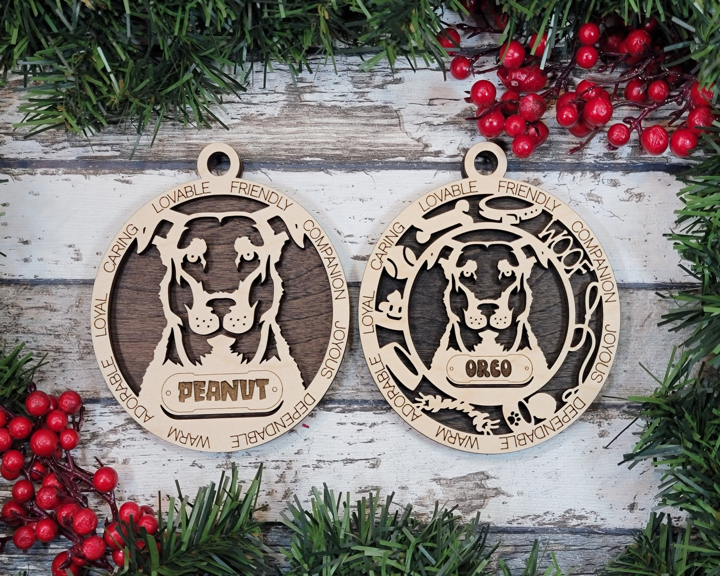 Beauceron - Adorable Dog Ornaments - 4 Ornaments included - SVG, PDF, AI File Download - Sized for Glowforge