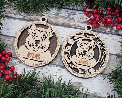 Berger Picard - Adorable Dog Ornaments - 2 Ornaments included - SVG, PDF, AI File Download - Sized for Glowforge