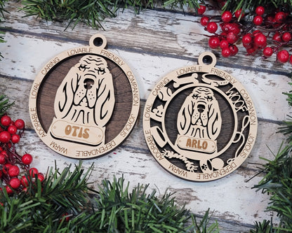 Bloodhound - Adorable Dog Ornaments - 2 Ornaments included - SVG, PDF, AI File Download - Sized for Glowforge