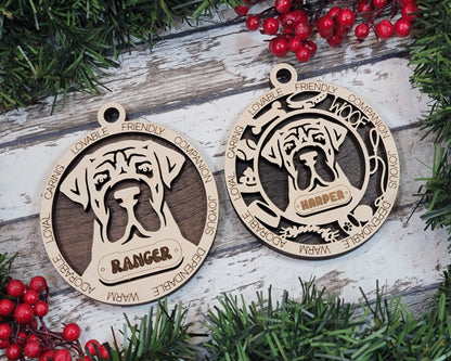 Boarboel - Adorable Dog Ornaments - 2 Ornaments included - SVG, PDF, AI File Download - Sized for Glowforge