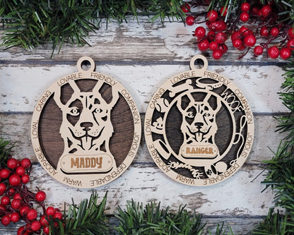 Cattle Dog - Adorable Dog Ornaments - 2 Ornaments included - SVG, PDF, AI File Download - Sized for Glowforge