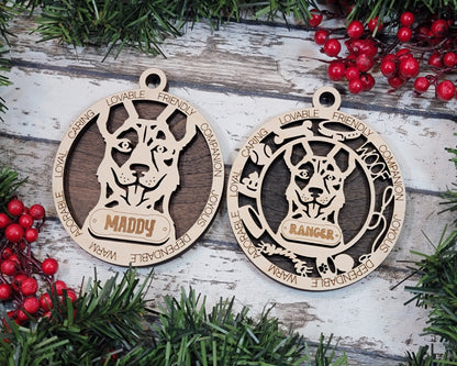 Cattle Dog - Adorable Dog Ornaments - 2 Ornaments included - SVG, PDF, AI File Download - Sized for Glowforge