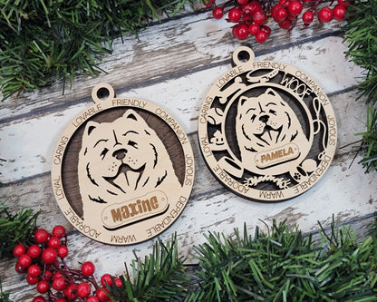 Chow Chow - Adorable Dog Ornaments - 2 Ornaments included - SVG, PDF, AI File Download - Sized for Glowforge