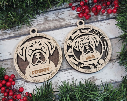 Puggle - Adorable Dog Ornaments - 2 Ornaments included - SVG, PDF, AI File Download - Sized for Glowforge