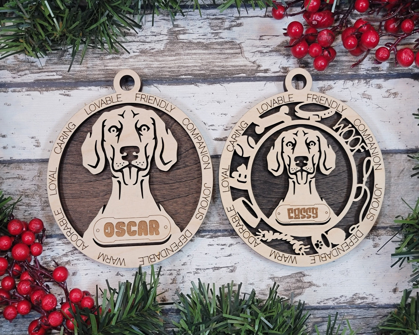 Weimaraner - Adorable Dog Ornaments - 4 Ornaments included - SVG, PDF, AI File Download - Sized for Glowforge