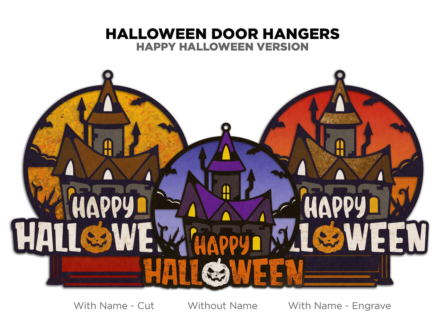 Halloween Door Hangers - 2 Designs with 6 Personalization Options - SVG File Download - Sized & Tested in Glowforge