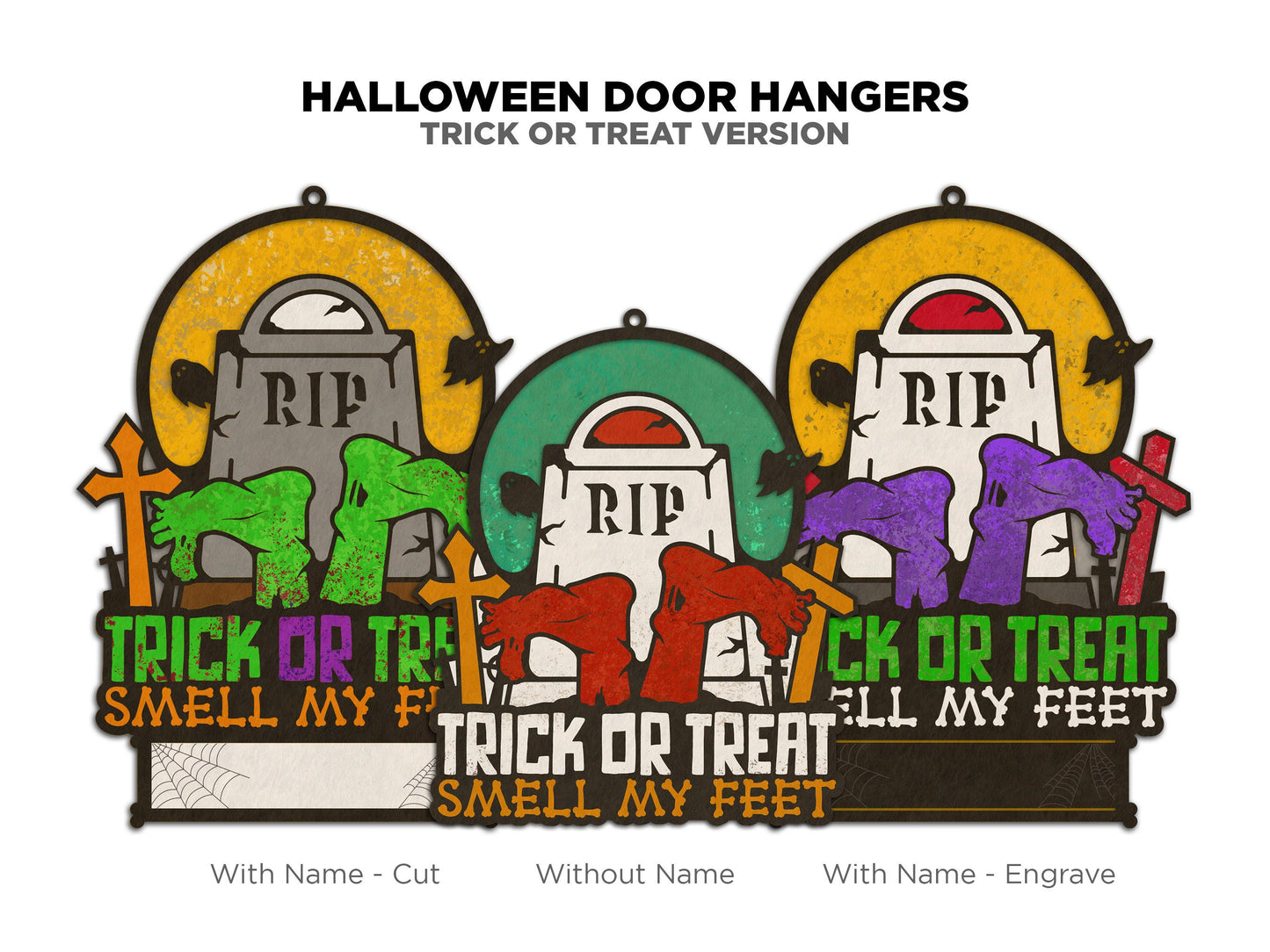 Halloween Door Hangers - 2 Designs with 6 Personalization Options - SVG File Download - Sized & Tested in Glowforge