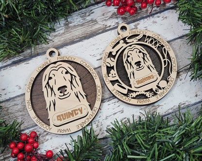 Afghan Hound - Adorable Dog Ornaments - 2 Ornaments included - SVG, PDF, AI File Download - Sized for Glowforge