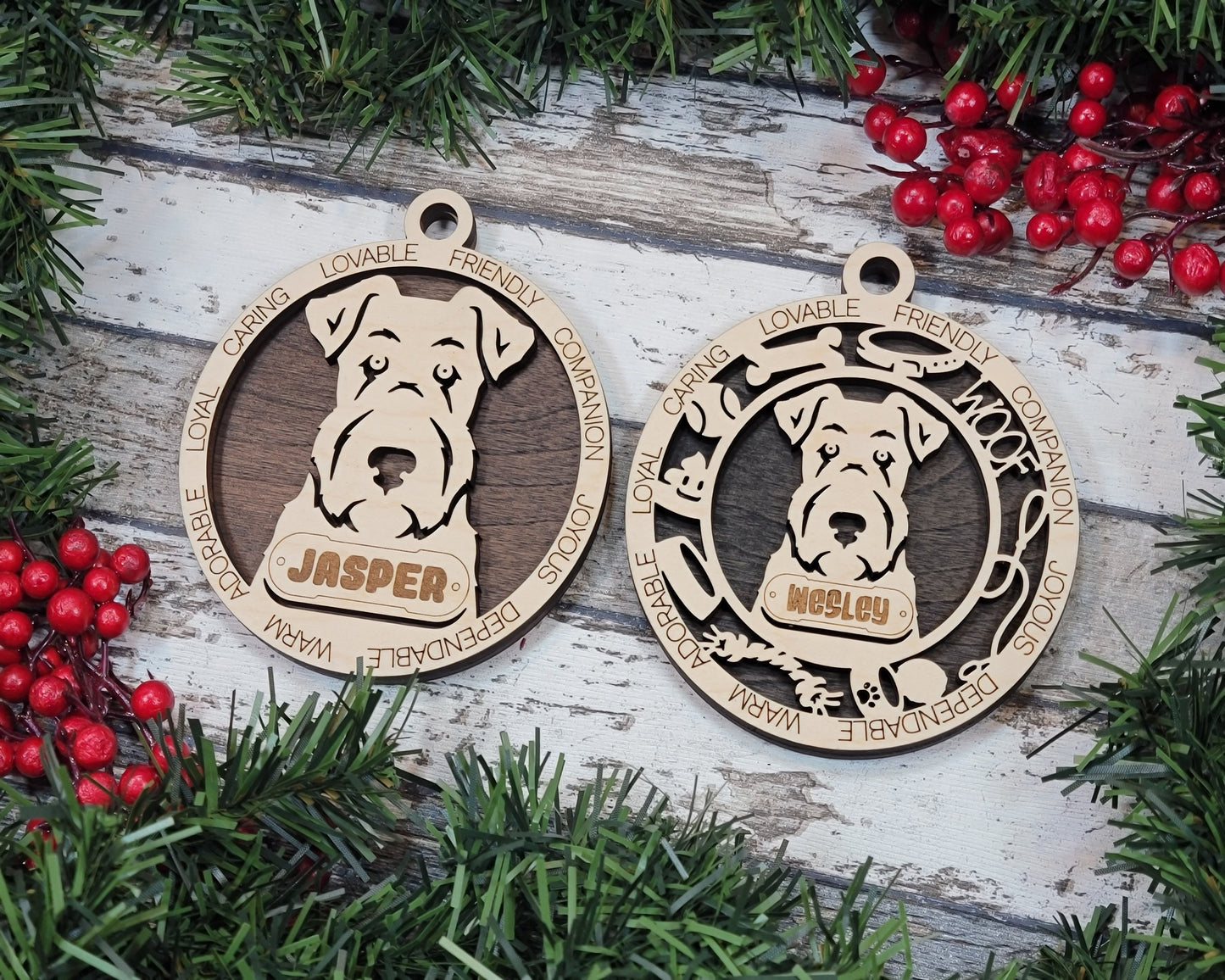 Airedale Terrier - Adorable Dog Ornaments - 2 Ornaments included - SVG, PDF, AI File Download - Sized for Glowforge