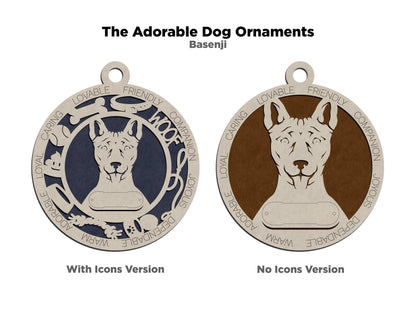 Basenji - Adorable Dog Ornaments - 2 Ornaments included - SVG, PDF, AI File Download - Sized for Glowforge
