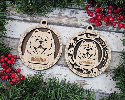 Chow Chow - Adorable Dog Ornaments - 2 Ornaments included - SVG, PDF, AI File Download - Sized for Glowforge