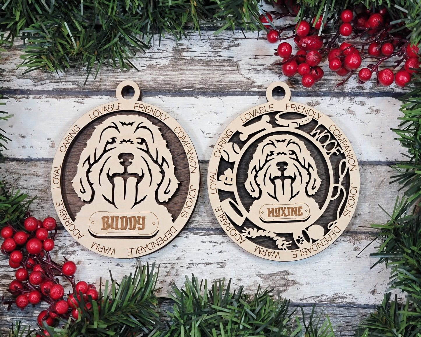 Cockapoo - Adorable Dog Ornaments - 2 Ornaments included - SVG, PDF, AI File Download - Sized for Glowforge