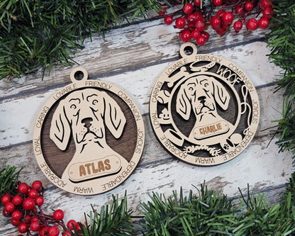 Coonhound - Adorable Dog Ornaments - 2 Ornaments included - SVG, PDF, AI File Download - Sized for Glowforge