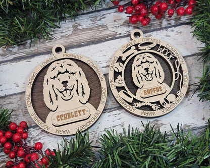 Irish Water Spaniel - Adorable Dog Ornaments - 2 Ornaments included - SVG, PDF, AI File Download - Sized for Glowforge
