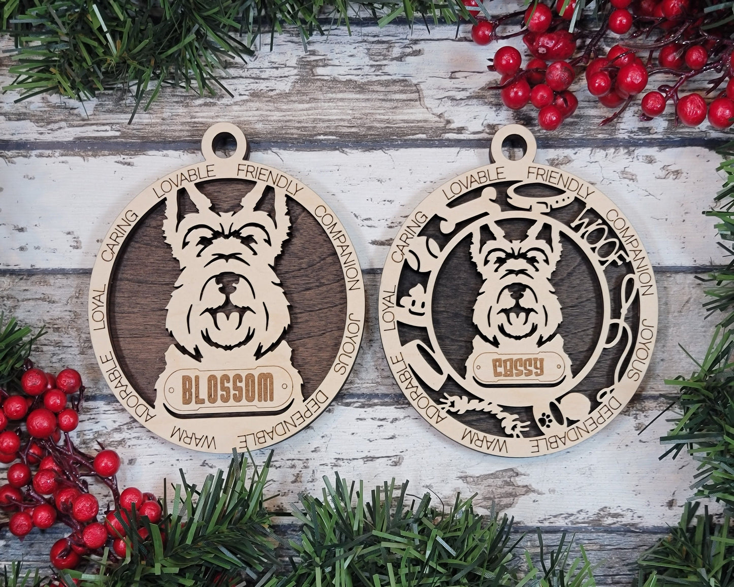 Scottish Terrier - Adorable Dog Ornaments - 2 Ornaments included - SVG, PDF, AI File Download - Sized for Glowforge