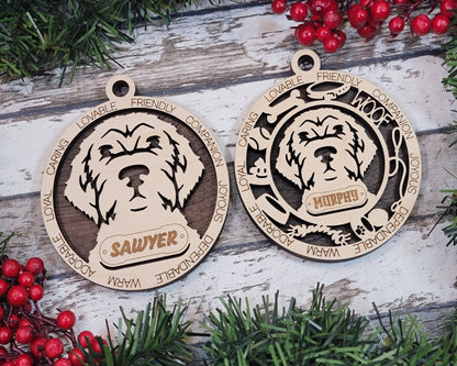 Wirehaired Pointing Griffon - Adorable Dog Ornaments - 2 Ornaments included - SVG, PDF, AI File Download - Sized for Glowforge