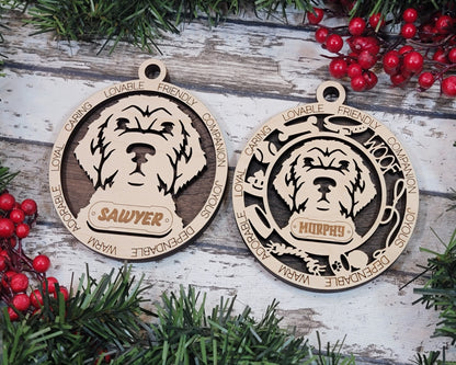 Wirehaired Pointing Griffon - Adorable Dog Ornaments - 2 Ornaments included - SVG, PDF, AI File Download - Sized for Glowforge