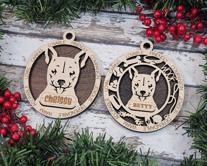 Deer Head Chihuahua - Adorable Dog Ornaments - 2 Ornaments included - SVG, PDF, AI File Download - Sized for Glowforge