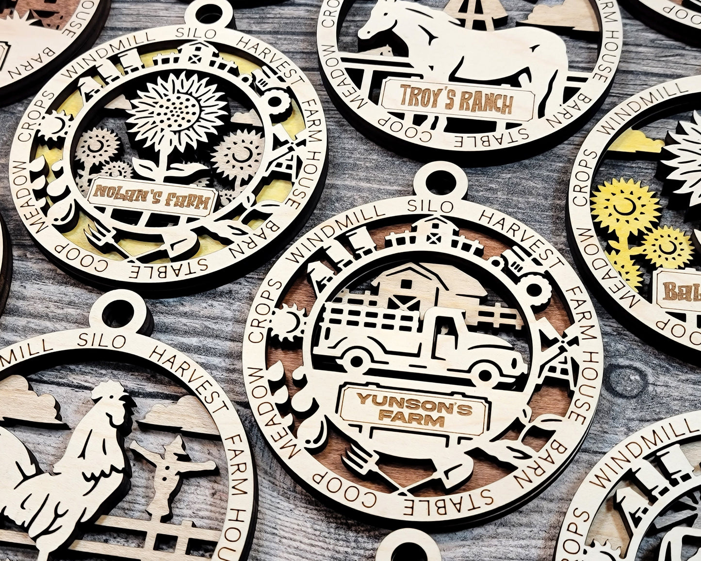 The Farm Fresh Ornaments - 24 Unique designs - SVG, PDF, AI File Download - Sized for Glowforge