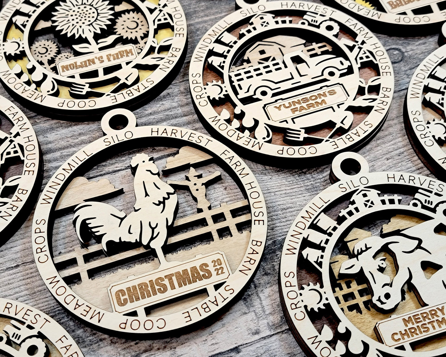 The Farm Fresh Ornaments - 24 Unique designs - SVG, PDF, AI File Download - Sized for Glowforge