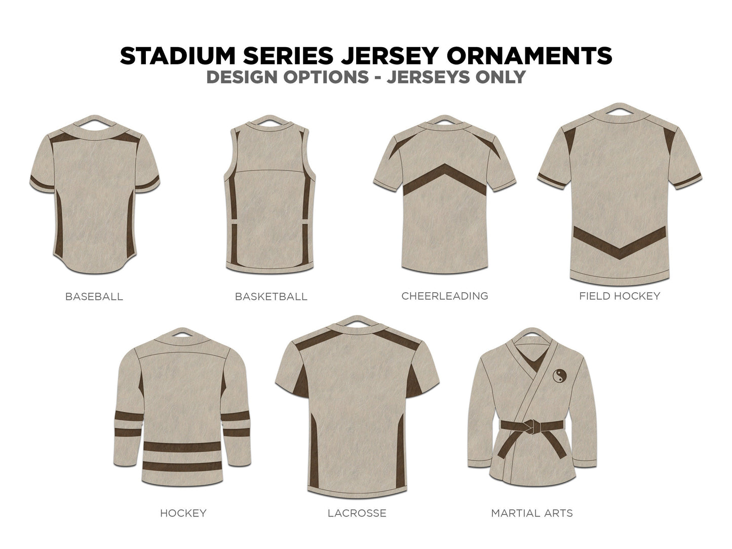 Stadium Series Jersey Ornaments - 15 Sports - 2 Variations for Each - SVG Files -Glowforge & Lightburn Tested