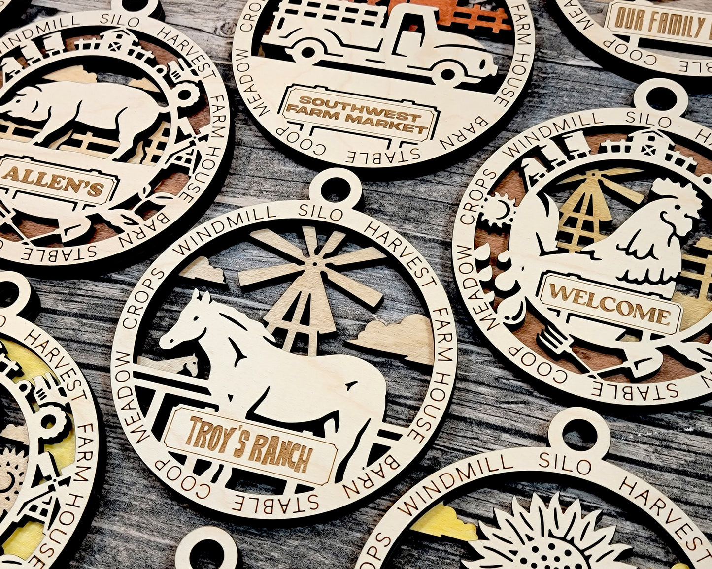 The Farm Fresh Ornaments - 24 Unique designs - SVG, PDF, AI File Download - Sized for Glowforge