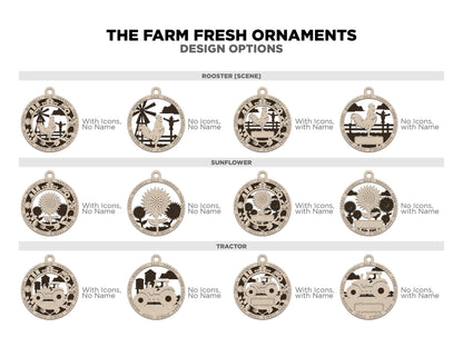 The Farm Fresh Ornaments - 24 Unique designs - SVG, PDF, AI File Download - Sized for Glowforge