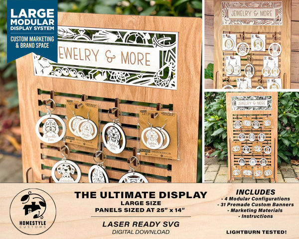 The Ultimate Display - Large Size - Modular System with Marketing and Ad Space  - For lasers bed sizes 14" x 25" or larger