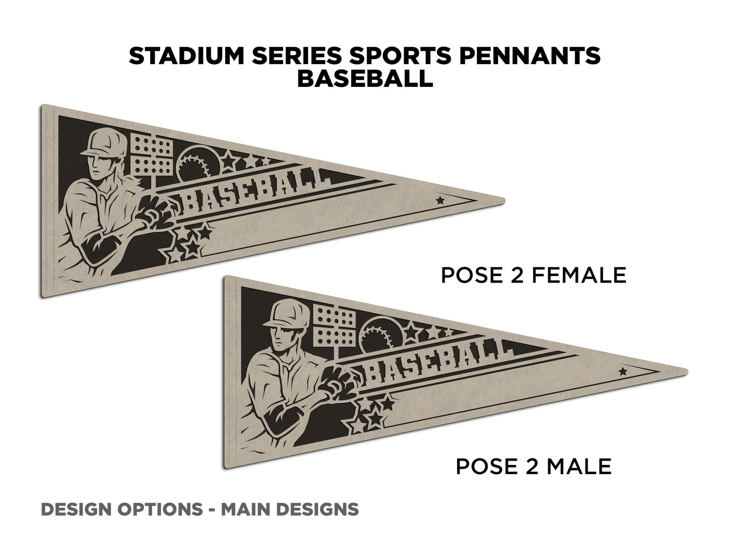 Stadium Series Sports Pennants - Baseball - 12 Variations Included - Male and Female Options - Tested on Glowforge & Lightburn
