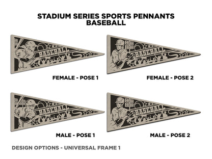 Stadium Series Sports Pennants - Baseball - 12 Variations Included - Male and Female Options - Tested on Glowforge & Lightburn