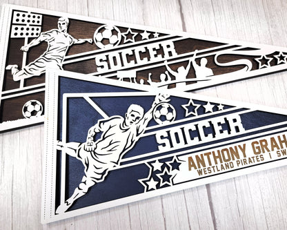 Stadium Series Sports Pennants - Soccer - 12 Variations Included - Male and Female Options - Tested on Glowforge & Lightburn