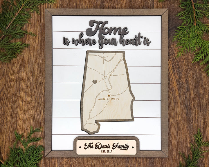 The Alabama State Frame - 13 text options, 12 backgrounds, 25 icons Included - Make over 7,500 designs - Glowforge & Lightburn Tested