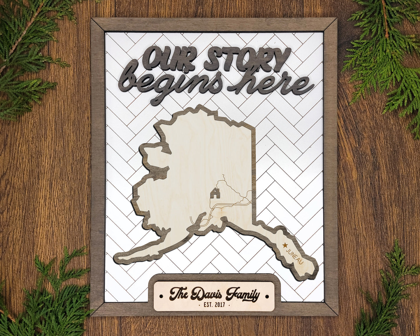 The Alaska State Frame - 13 text options, 12 backgrounds, 25 icons Included - Make over 7,500 designs - Glowforge & Lightburn Tested