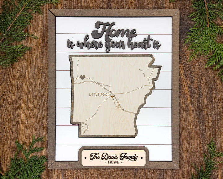 The Arkansas State Frame - 13 text options, 12 backgrounds, 25 icons Included - Make over 7,500 designs - Glowforge & Lightburn Tested