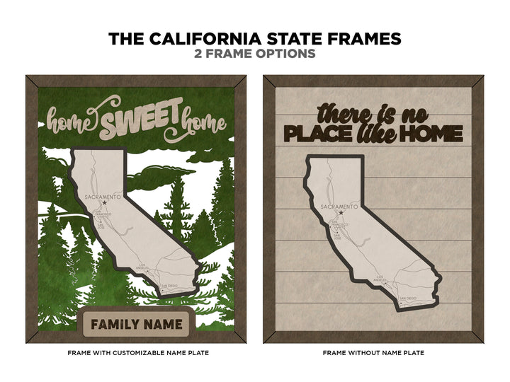 The California State Frame - 13 text options, 12 backgrounds, 25 icons Included - Make over 7,500 designs - Glowforge & Lightburn Tested