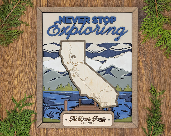 The California State Frame - 13 text options, 12 backgrounds, 25 icons Included - Make over 7,500 designs - Glowforge & Lightburn Tested