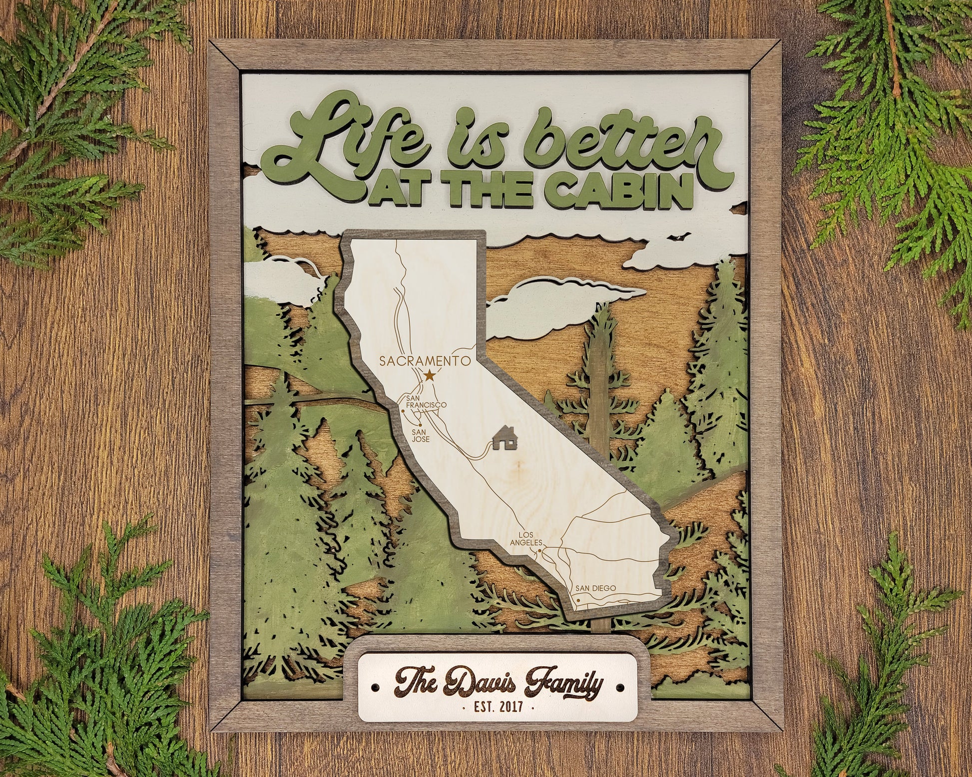 The California State Frame - 13 text options, 12 backgrounds, 25 icons Included - Make over 7,500 designs - Glowforge & Lightburn Tested