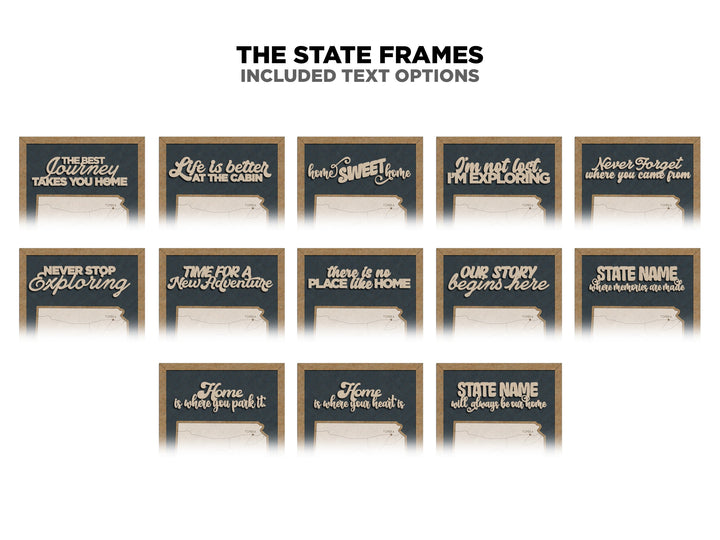 The Connecticut State Frame - 13 text options, 12 backgrounds, 25 icons Included - Make over 7,500 designs - Glowforge & Lightburn Tested