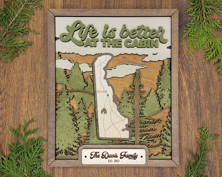 The Delaware State Frame - 13 text options, 12 backgrounds, 25 icons Included - Make over 7,500 designs - Glowforge & Lightburn Tested