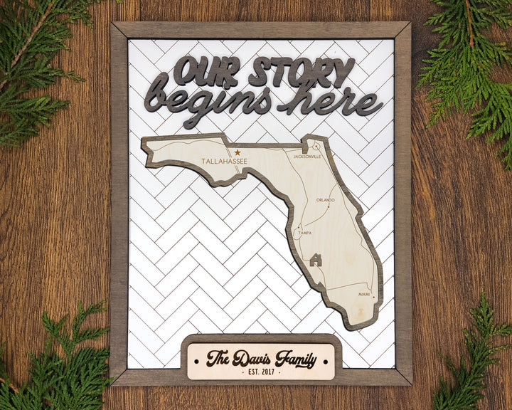 The Florida State Frame - 13 text options, 12 backgrounds, 25 icons Included - Make over 7,500 designs - Glowforge & Lightburn Tested