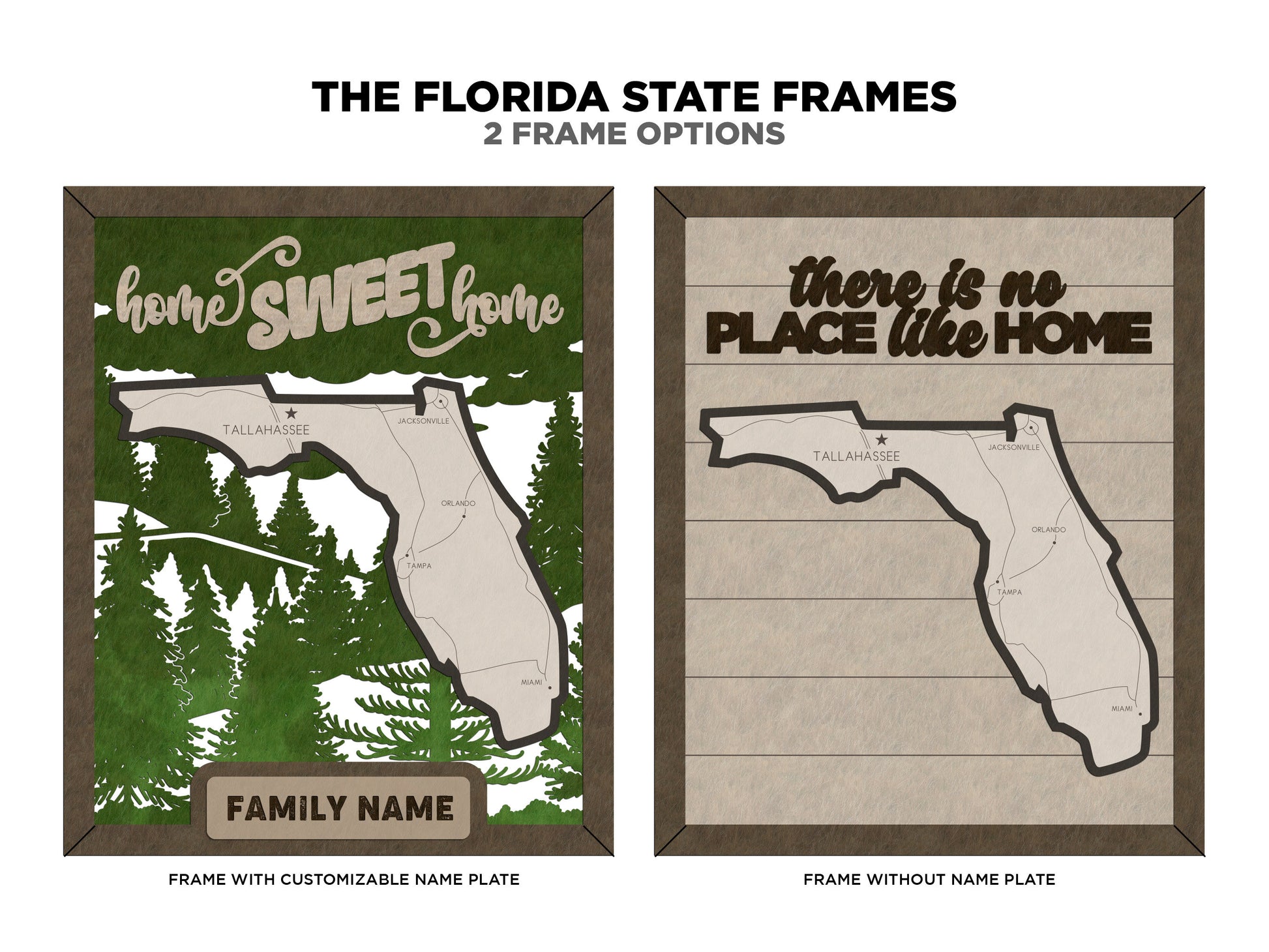 The Florida State Frame - 13 text options, 12 backgrounds, 25 icons Included - Make over 7,500 designs - Glowforge & Lightburn Tested