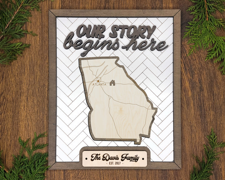 The Georgia State Frame - 13 text options, 12 backgrounds, 25 icons Included - Make over 7,500 designs - Glowforge & Lightburn Tested
