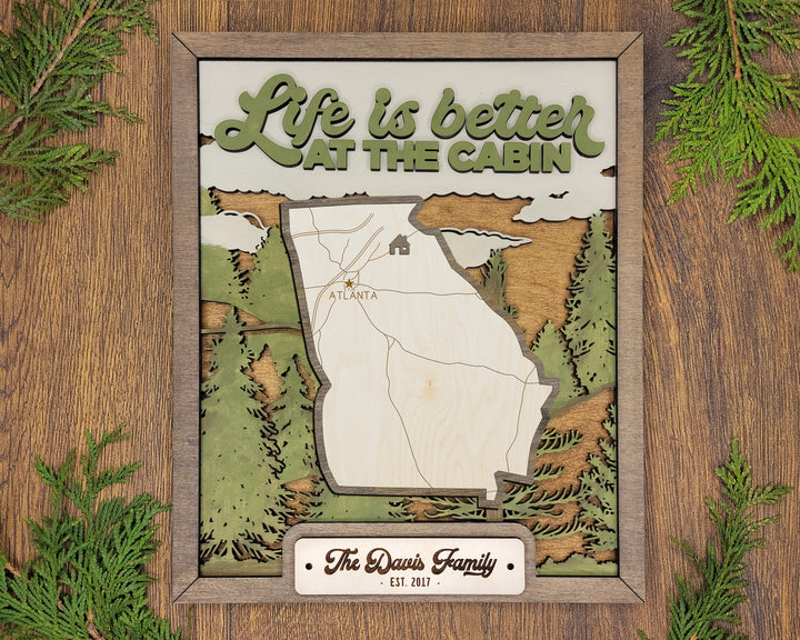 The Georgia State Frame - 13 text options, 12 backgrounds, 25 icons Included - Make over 7,500 designs - Glowforge & Lightburn Tested