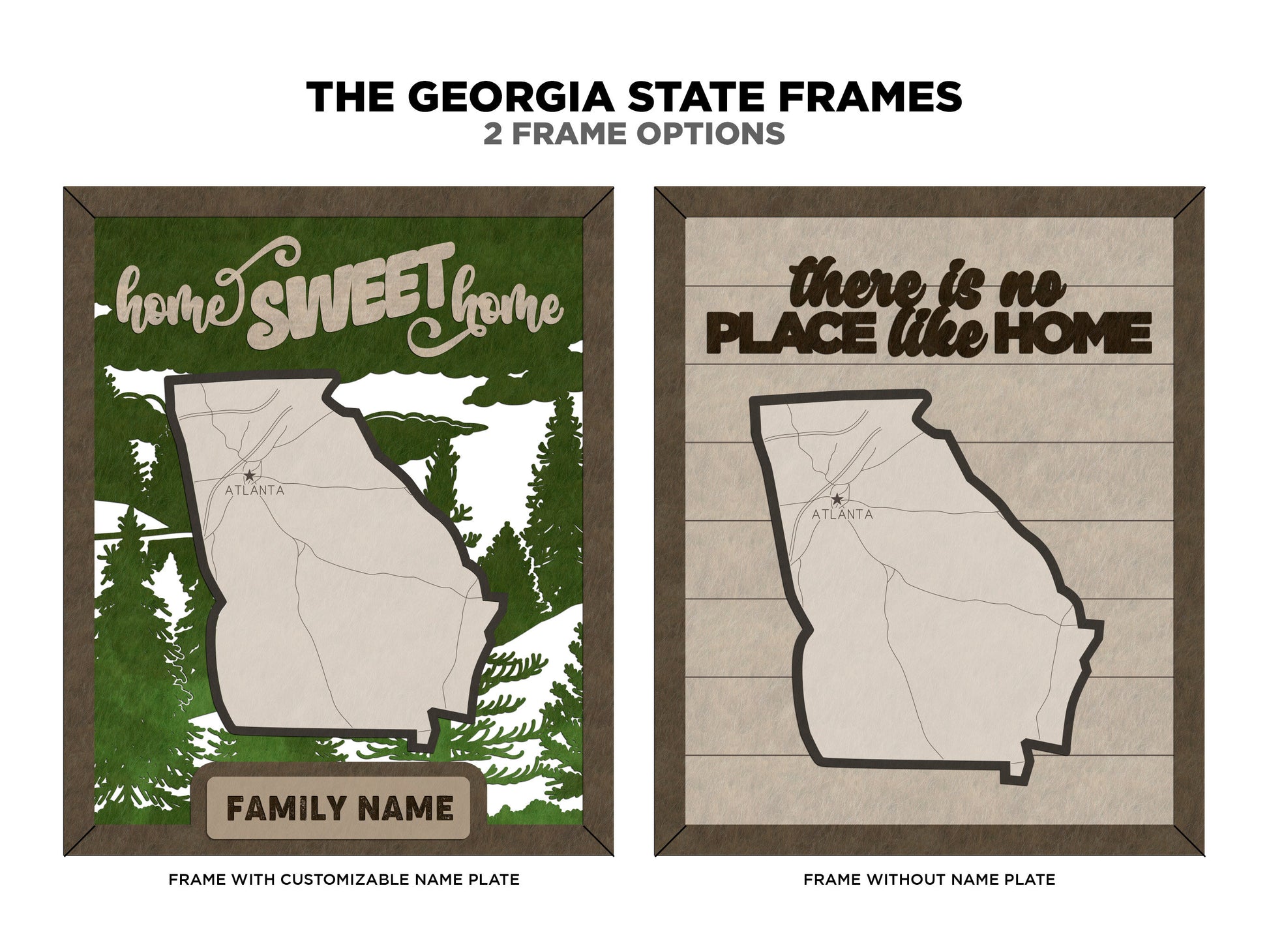 The Georgia State Frame - 13 text options, 12 backgrounds, 25 icons Included - Make over 7,500 designs - Glowforge & Lightburn Tested