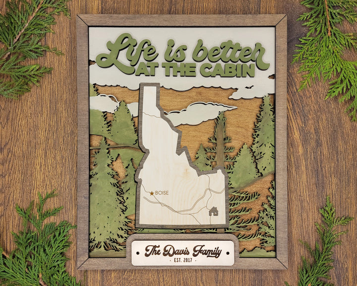The Idaho State Frame - 13 text options, 12 backgrounds, 25 icons Included - Make over 7,500 designs - Glowforge & Lightburn Tested