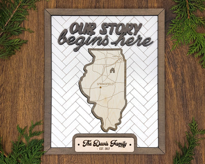 The Illinois State Frame - 13 text options, 12 backgrounds, 25 icons Included - Make over 7,500 designs - Glowforge & Lightburn Tested