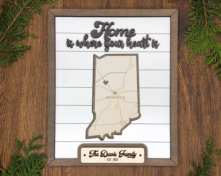 The Indiana State Frame - 13 text options, 12 backgrounds, 25 icons Included - Make over 7,500 designs - Glowforge & Lightburn Tested